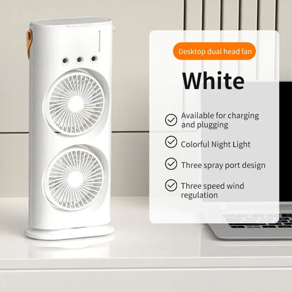 Eco-Friendly Double Headed Fan with Night Light