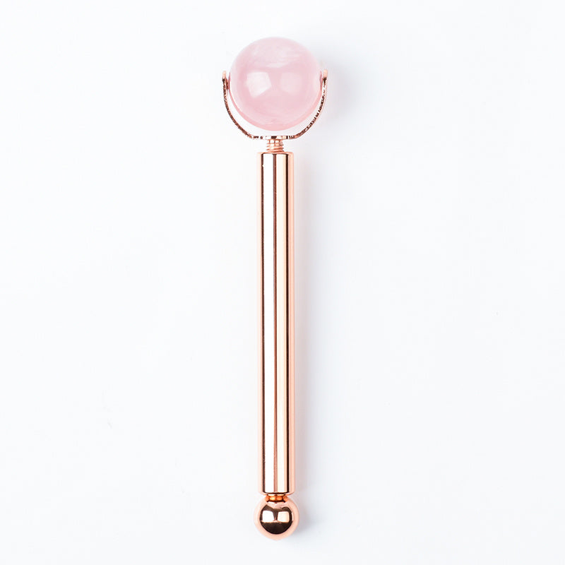 Rose Gold Facial Roller with Interchangeable Stone Heads