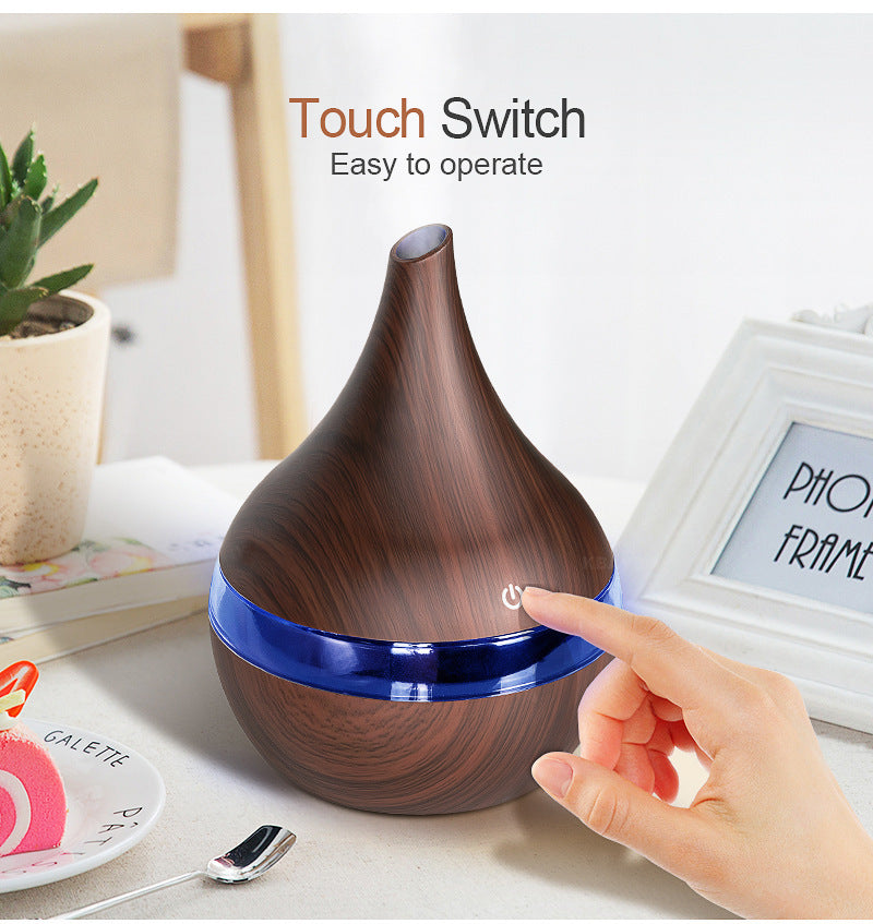 Ultrasonic Teardrop Essential Oil Diffuser with Wood Grain Finish