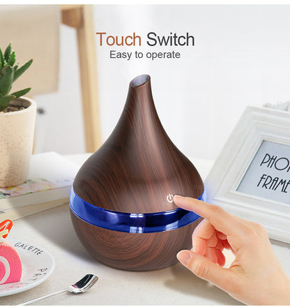 Ultrasonic Teardrop Essential Oil Diffuser with Wood Grain Finish