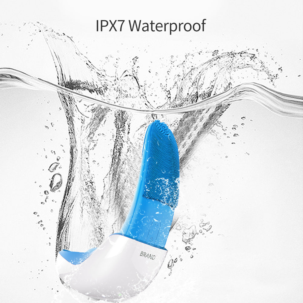 Eco-Friendly Electric Facial Cleansing Brush - Silicone Bristles, Rechargeable, Pink/Blue/Purple