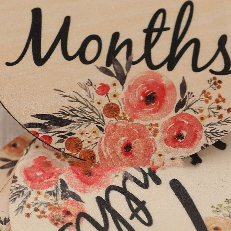 Eco-Friendly Wooden Flower Milestone Photo Prop Disc
