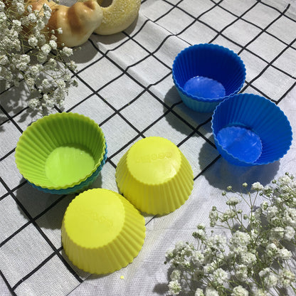 Eco-Friendly Silicone Baking Cups in Blue, Yellow, and Green