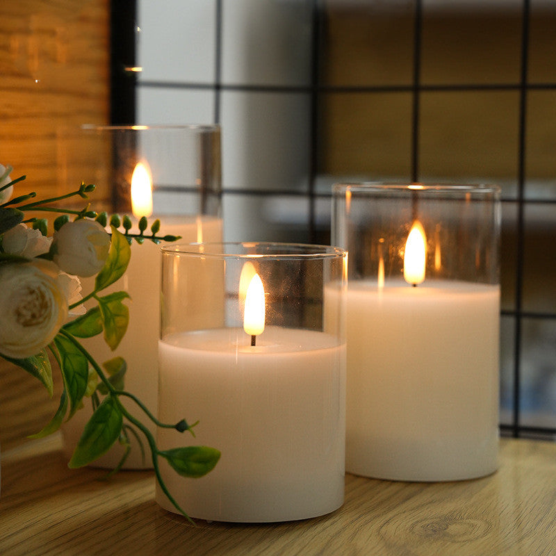 Rechargeable 3D Flame LED Candle (7.5 × 10 cm) – Realistic Glass Flame Effect