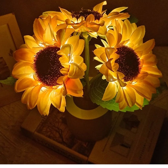 Eco-Friendly LED Flower Lamp with Yellow Blooms