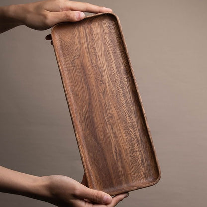 Eco-Friendly Natural Wood Tray with Rounded Edges