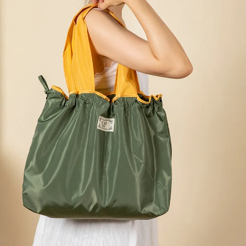 Eco-Friendly Turquoise Reusable Drawstring Tote Bag