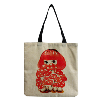 Cartoon Mushroom One Shoulder Reusable Tote Bag
