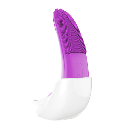 Eco-Friendly Electric Facial Cleansing Brush - Silicone Bristles, Rechargeable, Pink/Blue/Purple