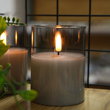 Rechargeable 3D Flame LED Candle (7.5 × 10 cm) – Realistic Glass Flame Effect