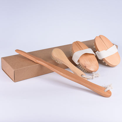 Natural Wood Bath Brush Set - Eco-Friendly, Biodegradable, Plastic-Free