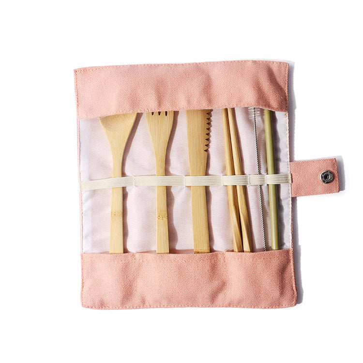 Eco-Friendly Bamboo Reusable Cutlery Set with Portable Pouch