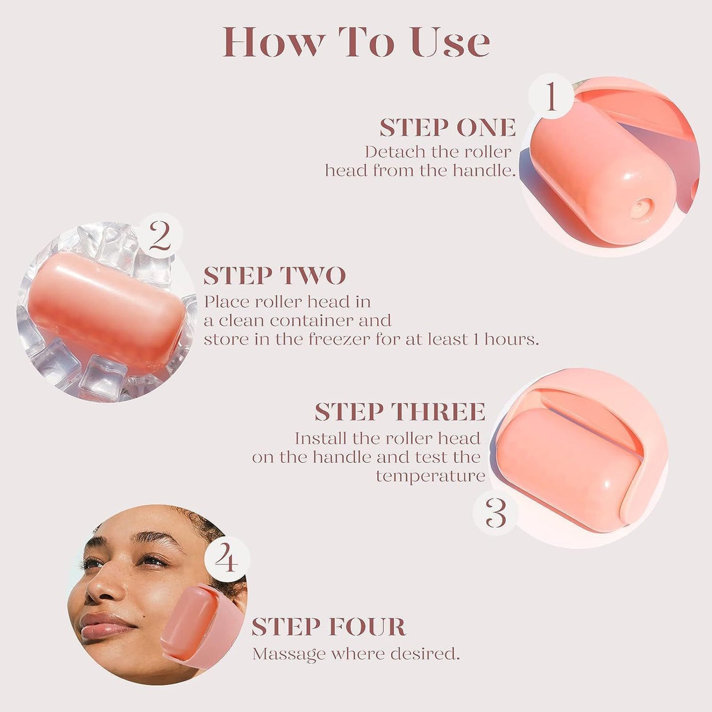 Pink Ergonomic Facial Ice Roller for Skincare and Wellness