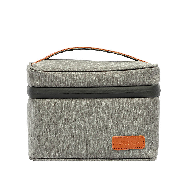 Eco-Friendly Picnic Bag - Blue Canvas with Brown Accents