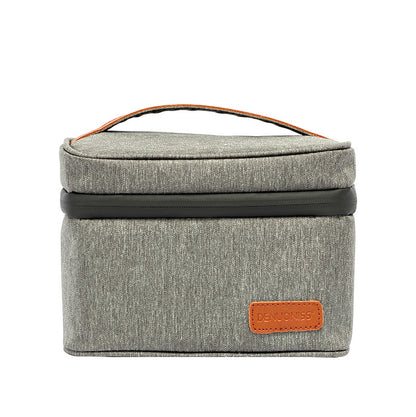 Eco-Friendly Picnic Bag - Blue Canvas with Brown Accents