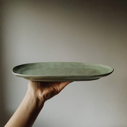 Eco-Friendly Light Green Oval Ceramic Soap Dish
