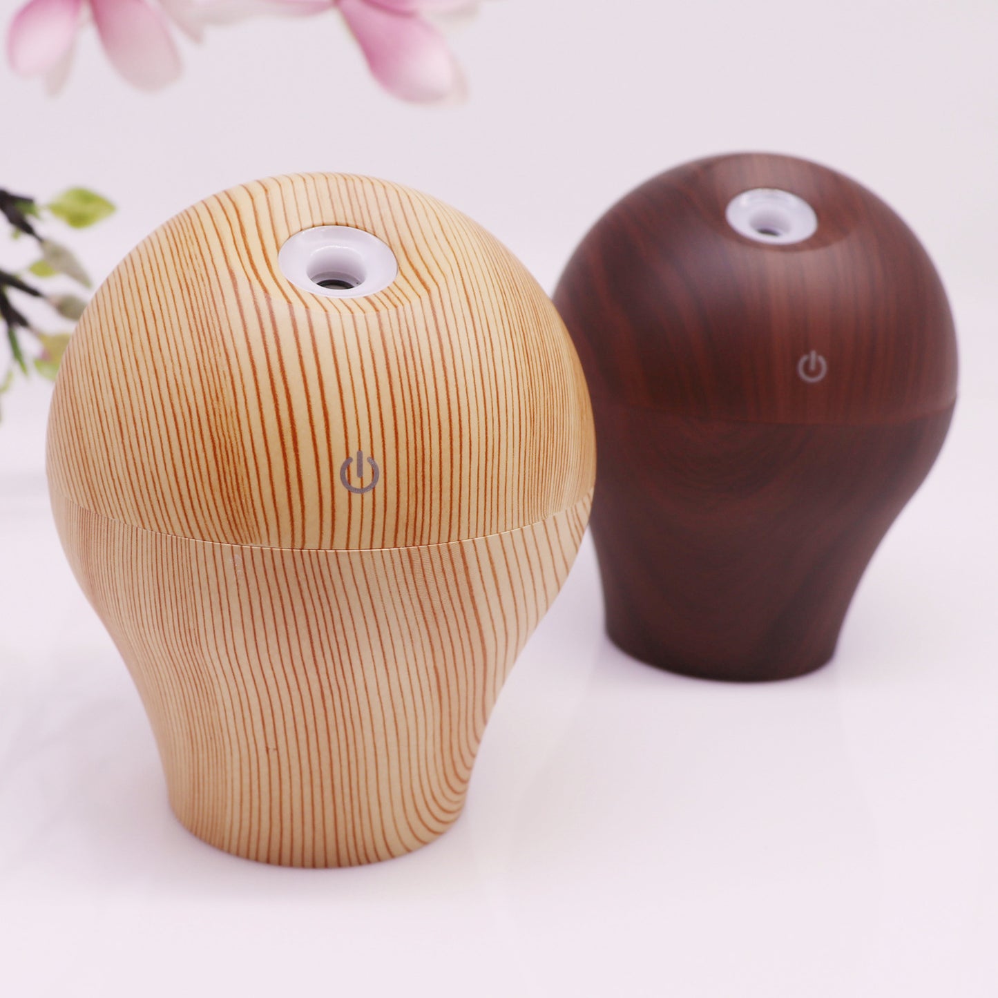 Compact Water-Saving Dark Wood Grain Humidifier for Eco-Friendly Homes