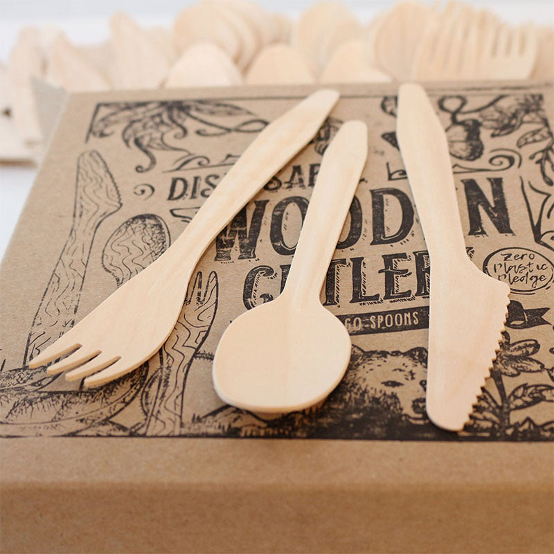 Eco-Friendly Wooden Cutlery Set - Sustainable, Biodegradable, Plastic-Free