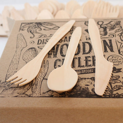 Eco-Friendly Wooden Cutlery Set - Sustainable, Biodegradable, Plastic-Free