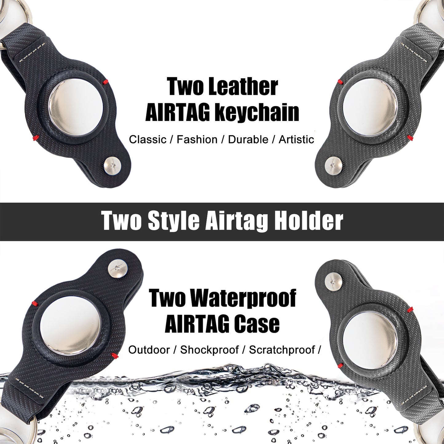 Durable Black AirTag Keychain Holder for Secure Tracking