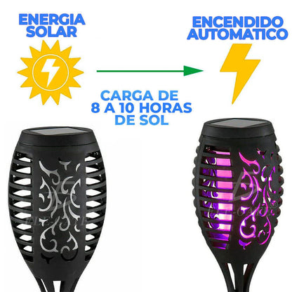 Solar-Powered Outdoor Torch Light with Decorative Cutouts