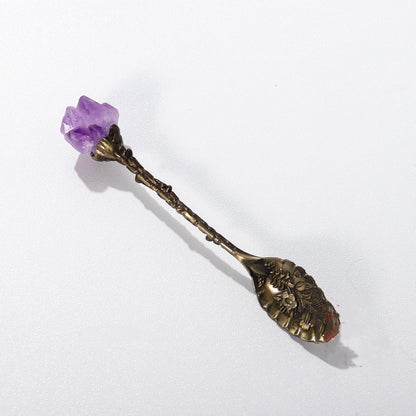 Amethyst Tooth Brass Spoon for Eco-Friendly Oral Care