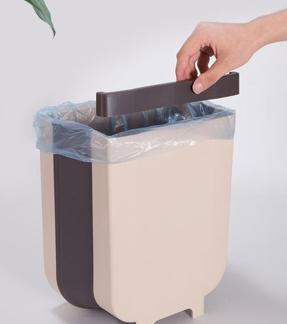 Collapsible Hanging Trash Bin for Kitchen Cabinets - Space-Saving & Eco-Friendly