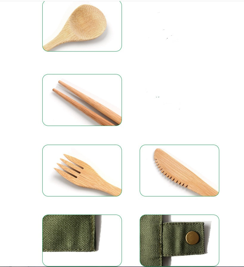 Eco-Friendly Bamboo Reusable Cutlery Set with Portable Pouch