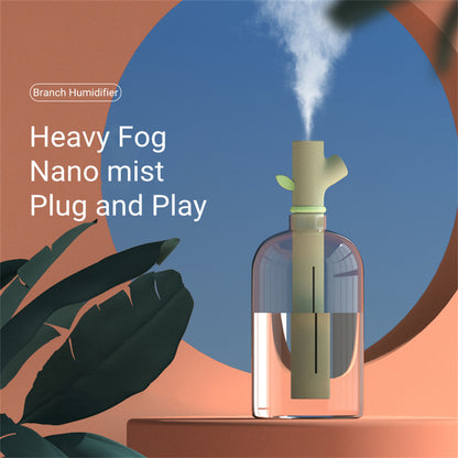 Compact Branch Humidifier with Nano Mist Technology in Beige and Transparent