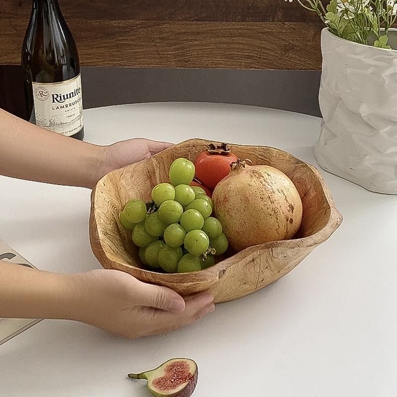 Eco-Friendly Large Capacity Wooden Snack & Fruit Bowl