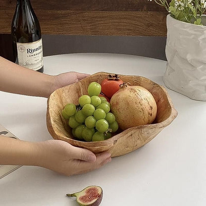 Eco-Friendly Large Capacity Wooden Snack & Fruit Bowl