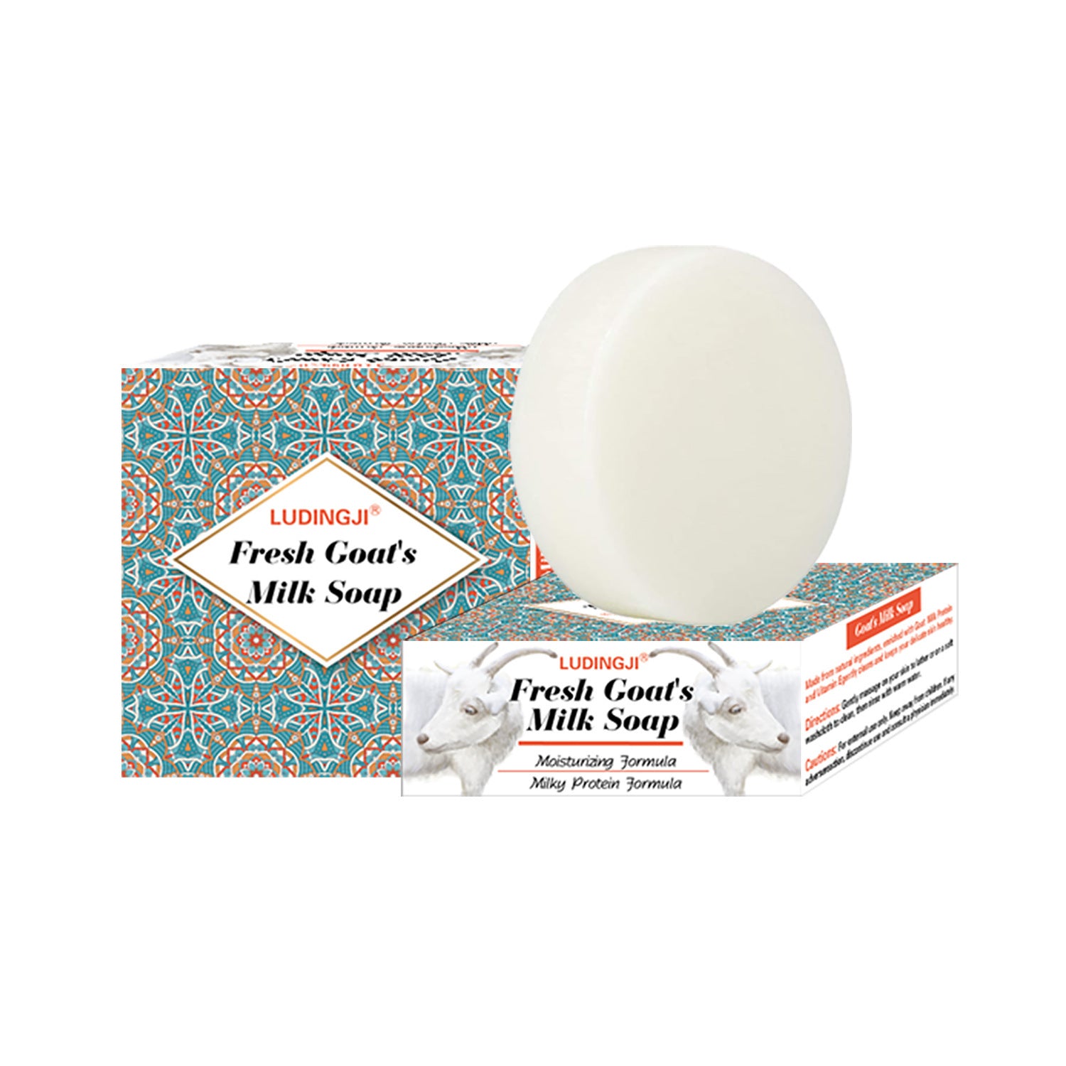 Natural Round Goat's Milk Soap Bar in Biodegradable Packaging