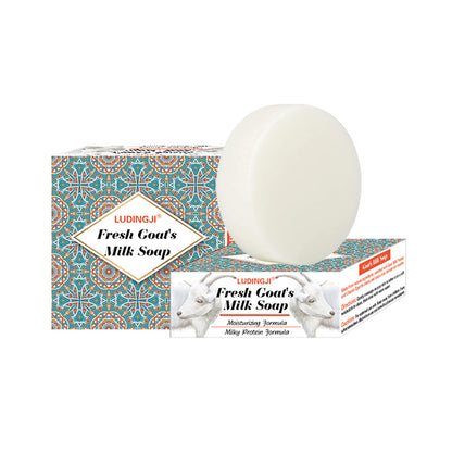 Natural Round Goat's Milk Soap Bar in Biodegradable Packaging
