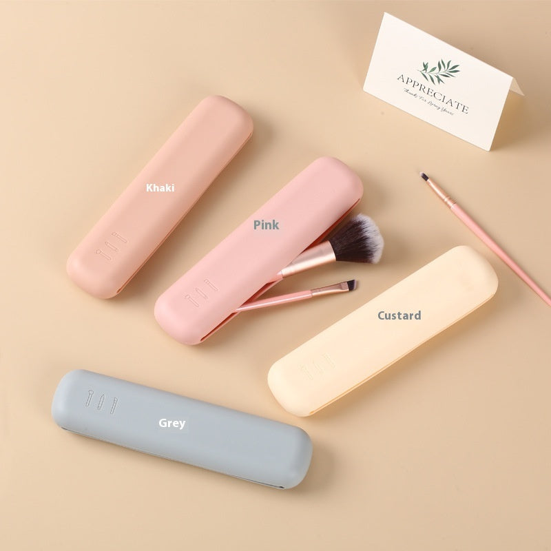 Compact Travel Toothbrush Case in Khaki, Pink, Custard, and Grey