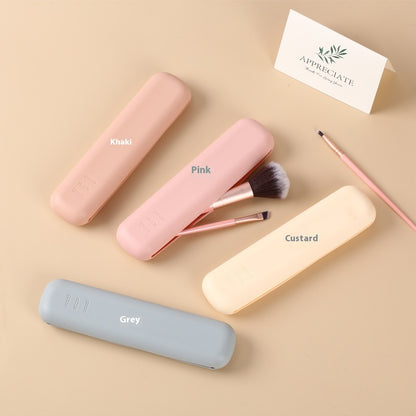 Compact Travel Toothbrush Case in Khaki, Pink, Custard, and Grey