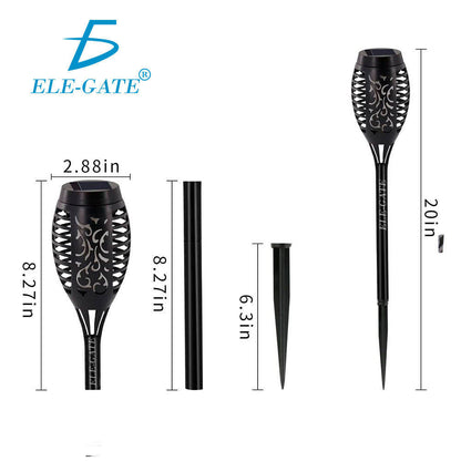 Solar-Powered Outdoor Torch Light with Decorative Cutouts