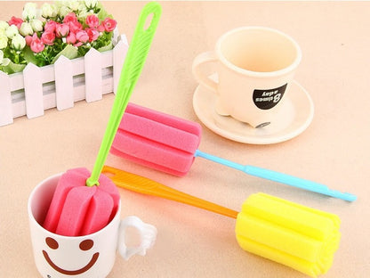 Eco-Friendly Long Handle Cup Brush with Reusable Sponge