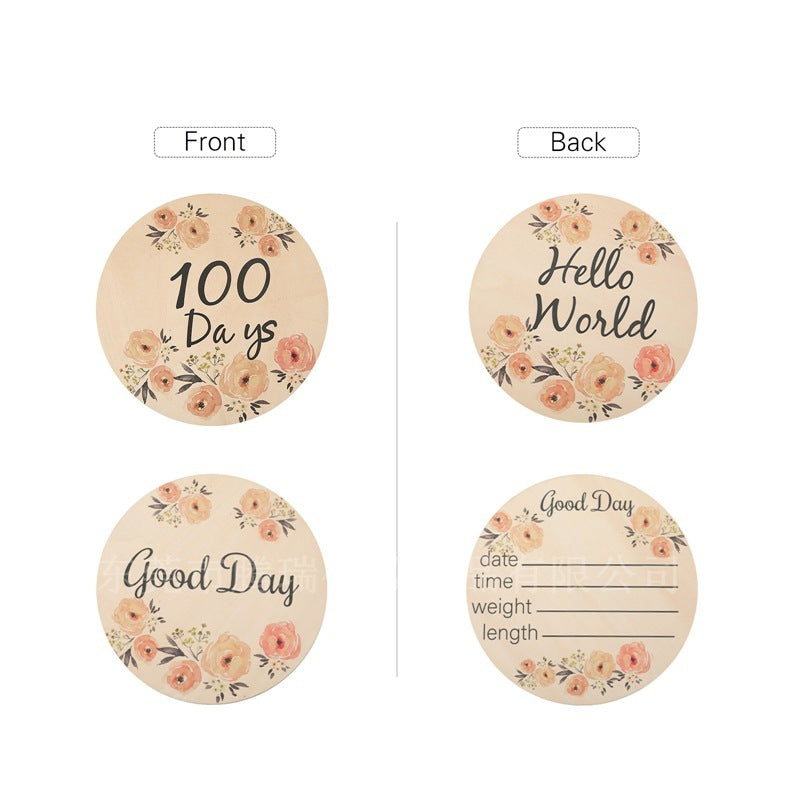 Eco-Friendly Wooden Flower Milestone Photo Prop Disc