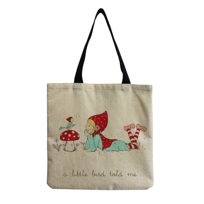Cartoon Mushroom One Shoulder Reusable Tote Bag