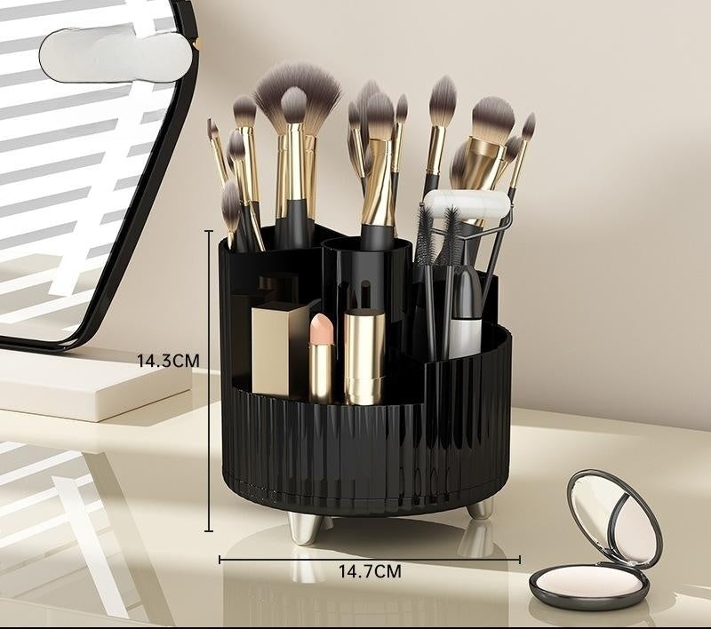 Rotating Beige Cosmetic Organizer for Effortless Beauty