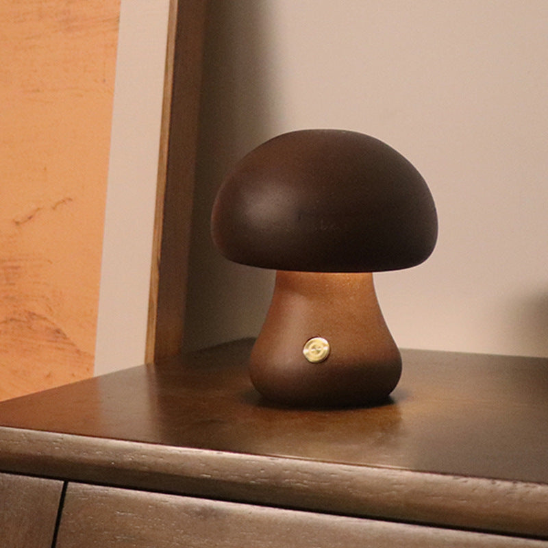 Eco-Friendly Wooden Mushroom Table Lamp