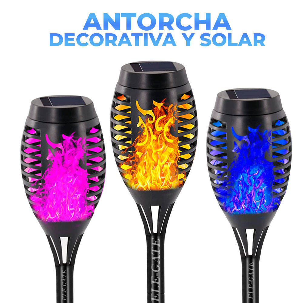Solar-Powered Outdoor Torch Light with Decorative Cutouts