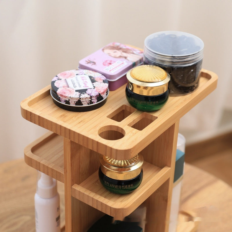 Bamboo Rotating Bathroom Organizer - Eco-Friendly Space Saver