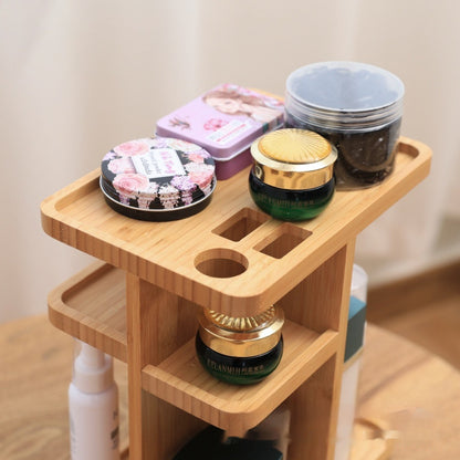 Bamboo Rotating Bathroom Organizer - Eco-Friendly Space Saver