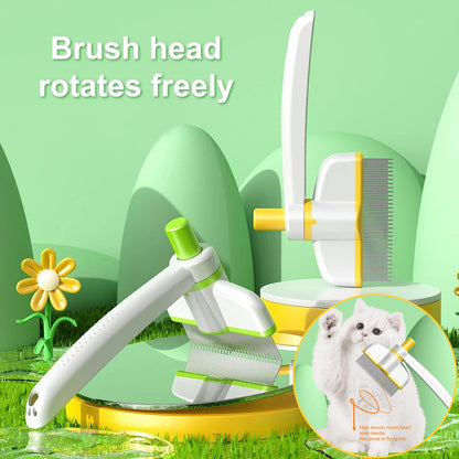 Rotating Pet Grooming Brush with Ergonomic Handle