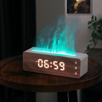 Flame Effect Aromatherapy Humidifier with Clock Display