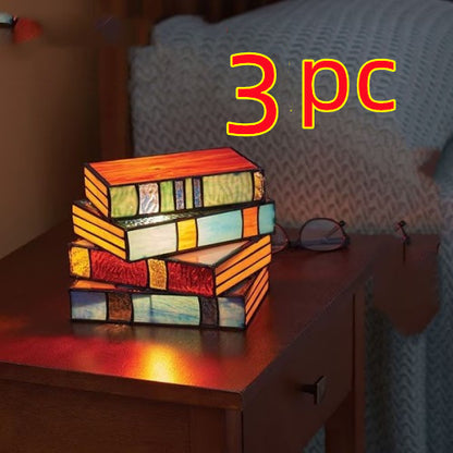 Multicolored Stained Glass Book Lamp - Artistic & Eco-Friendly Table Lighting