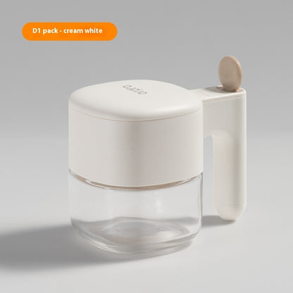 Self-Opening Seasoning Jar With Tray (White / Cream)