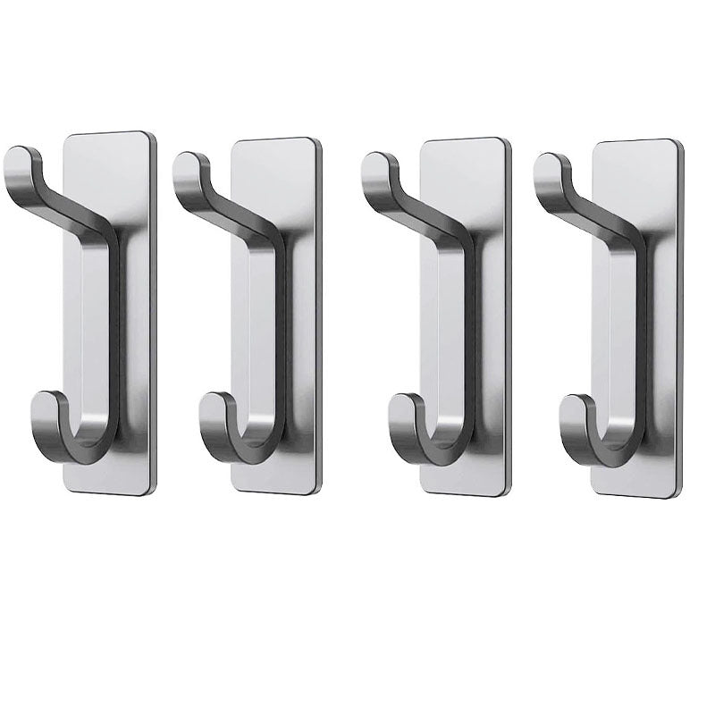 Stainless Steel Wall Hook – 4 Pack – Black / Brushed