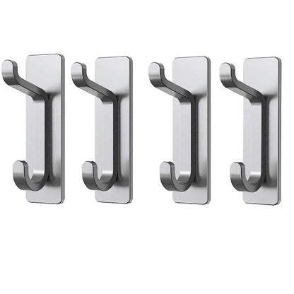 Stainless Steel Wall Hook – 4 Pack – Black / Brushed